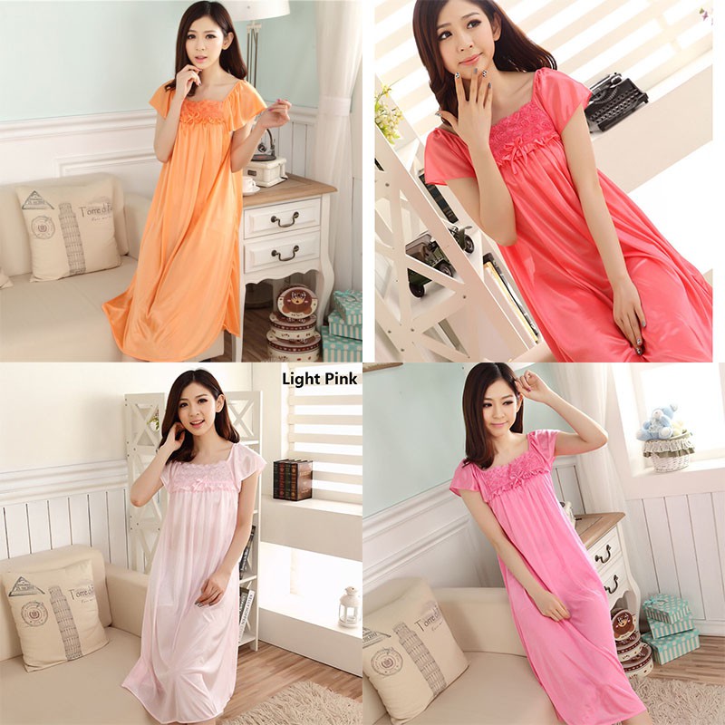 Đầm ngủ vải lụa mát satin cỡ lớn cho nữ