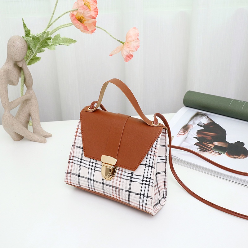Túi Đeo Chéo Vuông Nhỏ Kẻ Sọc Caro Màu Trơn Thời Trang Hàn Quốc Mới 2022 Cho Nữ