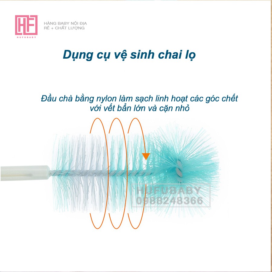 Bộ 5 dụng cụ vệ sinh bình sữa, núm ti, ống hút cho bé