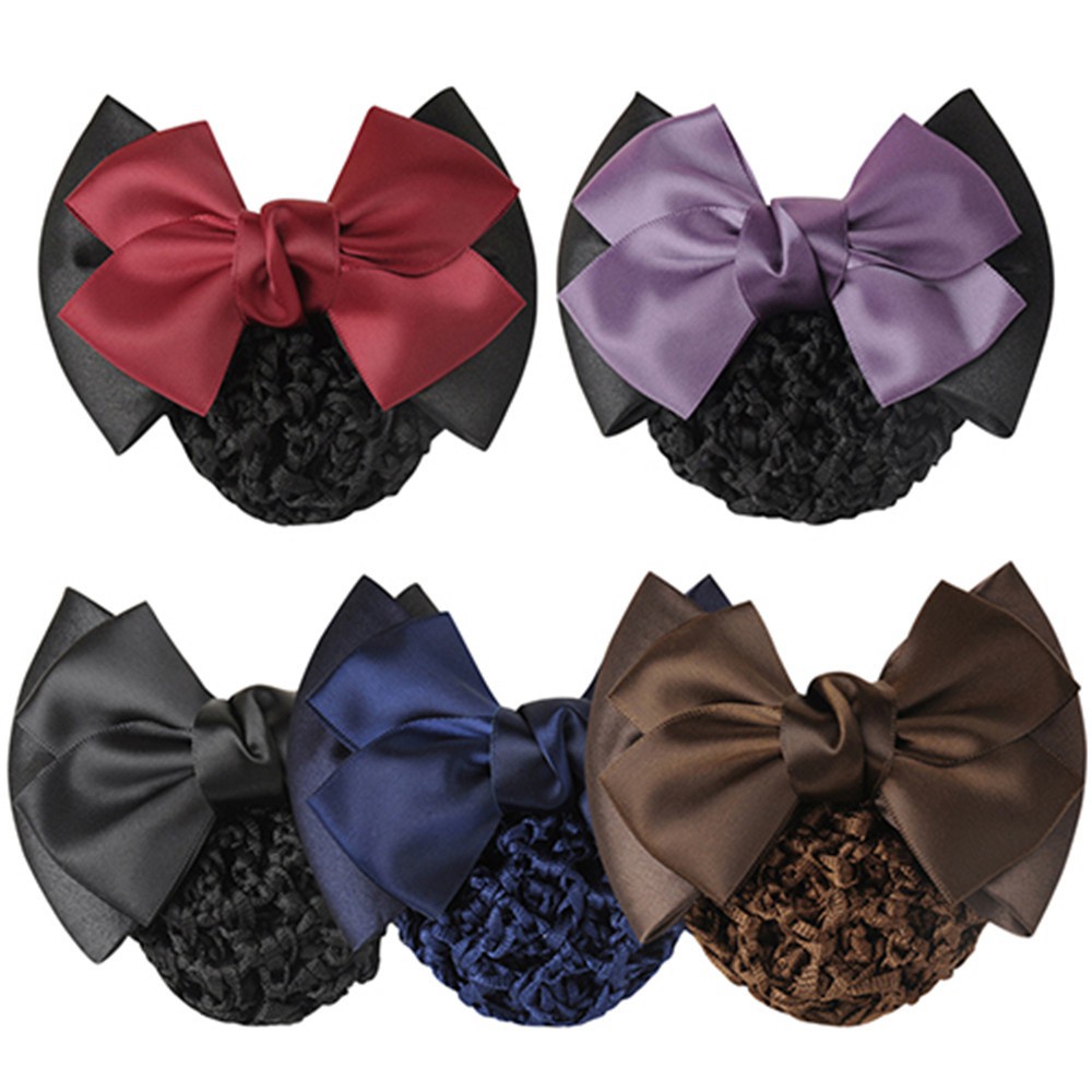 Lưới Búi Tóc Co Giãn Đính Nơ Thời Trang Cho Nữ Nhiều Màu Tùy Chọn