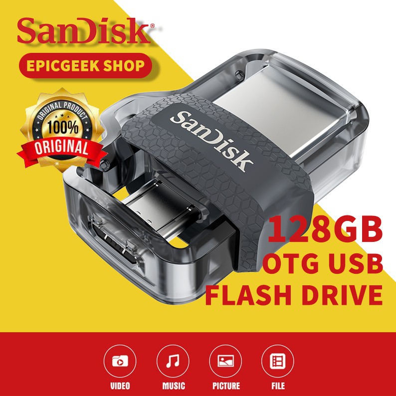 Ổ Cứng Ngoài Sandisk Ultra Dual Drive M3.0 128gb Usb 3.0 Otg Đen