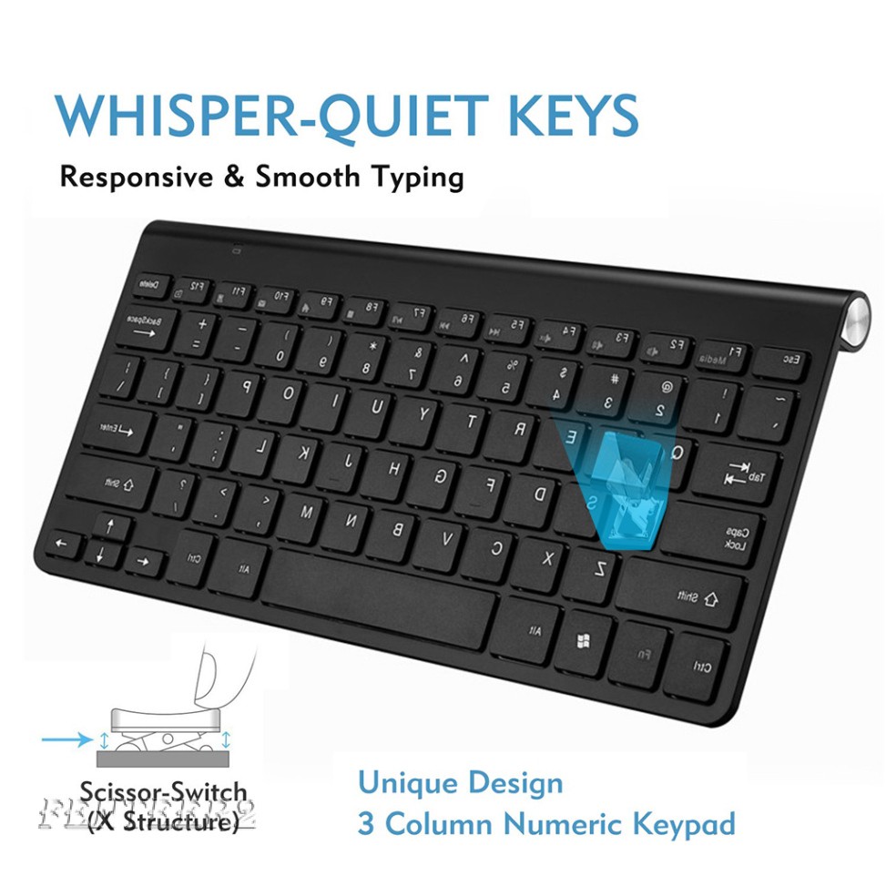 2.4GHz Wireless Keyboard 78 Keys 12 Multimedia Keys and Ultra Slim Mouse