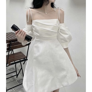 ĐẦM 2 DÂY RỚT VAI TAY PHỒNG XẾP LY