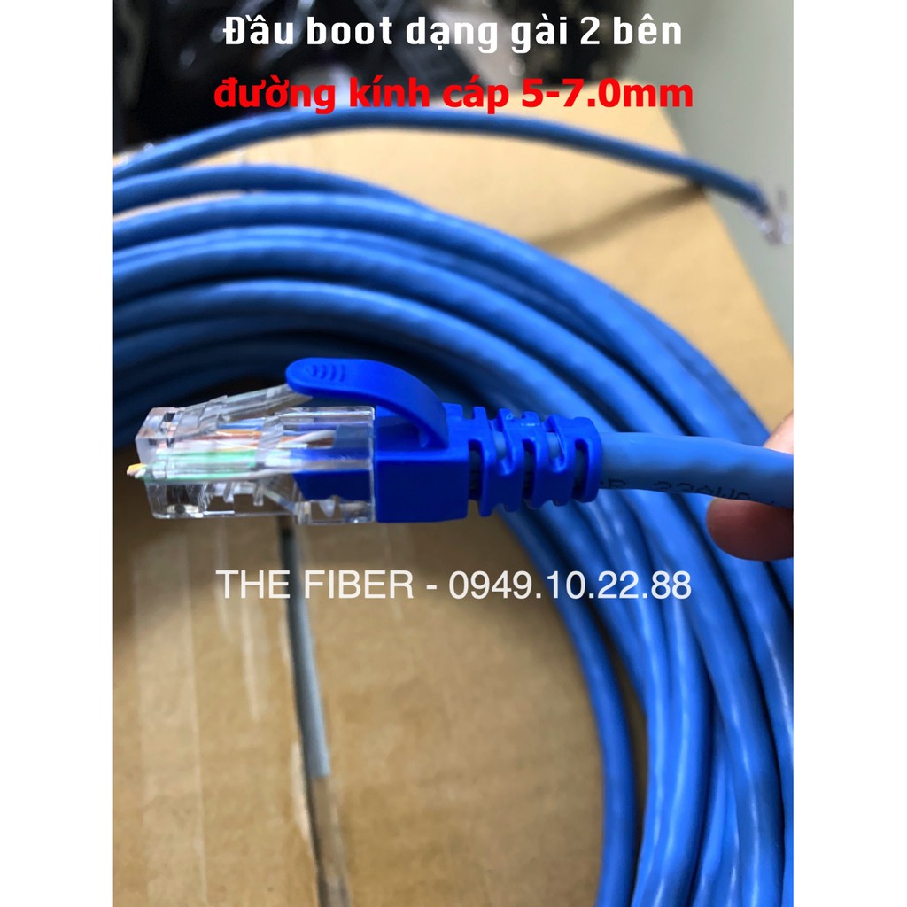 Đầu boot dạng gài 2 bên cho cáp mạng CAT5e/CAT6 (Màu trong suốt và màu xanh)