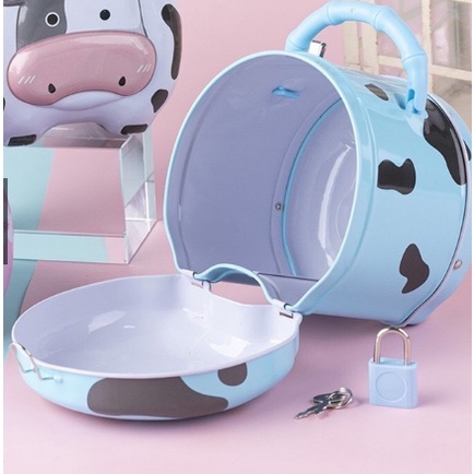 Két sắt mini hình nhân vật hoạt hình, mèo kitty cho bé đựng tiền tiết kiệm - có khóa, trang trí bàn học