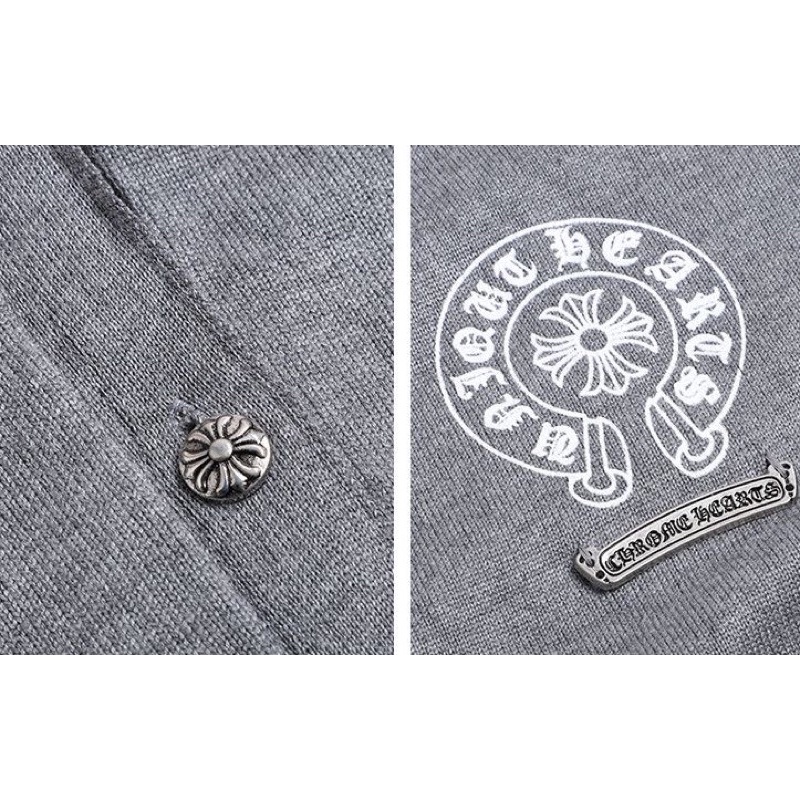 SẴN XÁM Áo Cardigan Chrome Heart Hàn Quốc Len Thu Đông