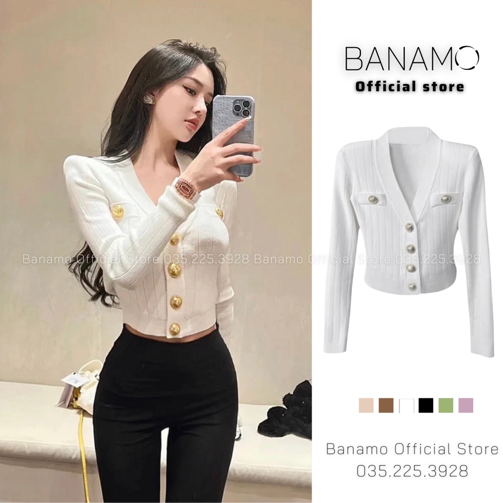 Áo cardigan thời trang Banamo Fashion áo len 2 túi ngực khuy đồng 3427