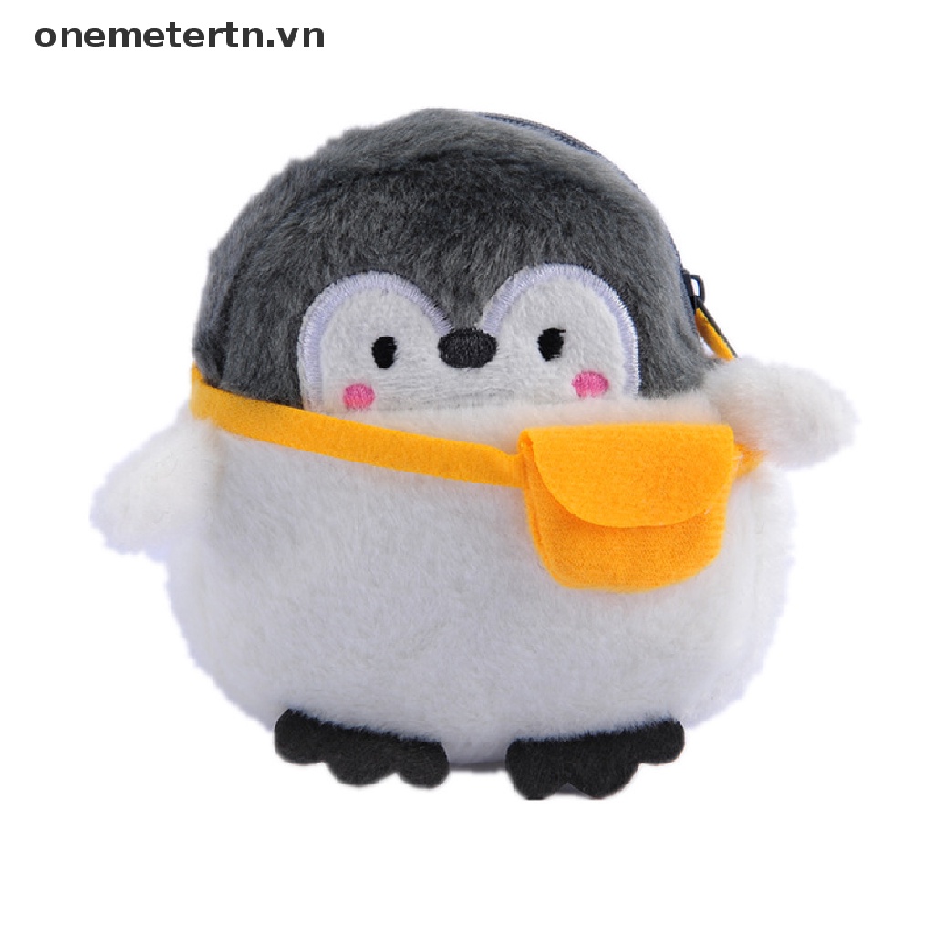 Onemetertn Ví Đựng Tiền Xu Mini Hình Chim Cánh Cụt Nhồi Bông Mềm Mại Đáng Yêu