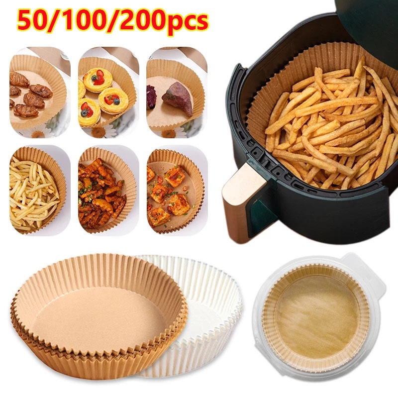 Set 50 / 100 / 200 Giấy Lót Lò Nướng Hình Tròn 16cm Chống Dầu Dùng Một Lần
