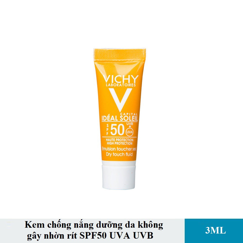 Kem chống nắng không nhờn rít SPF 50 UVA +UVB Vichy Ideal Soleil Mattifying Face Fluid Dry Touch 3ml