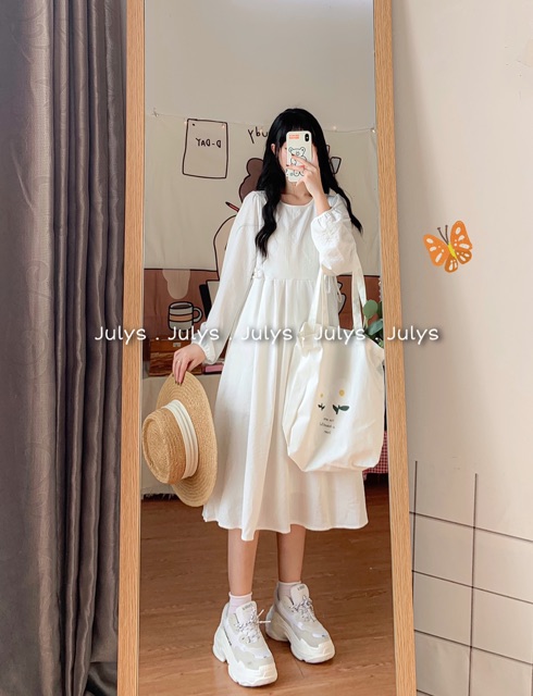 [Mã FAGREEN1505 giảm 10% tối đa 30K đơn 99K] Váy babydoll buộc nơ eo (ảnh thật kèm video cận cảnh) | BigBuy360 - bigbuy360.vn