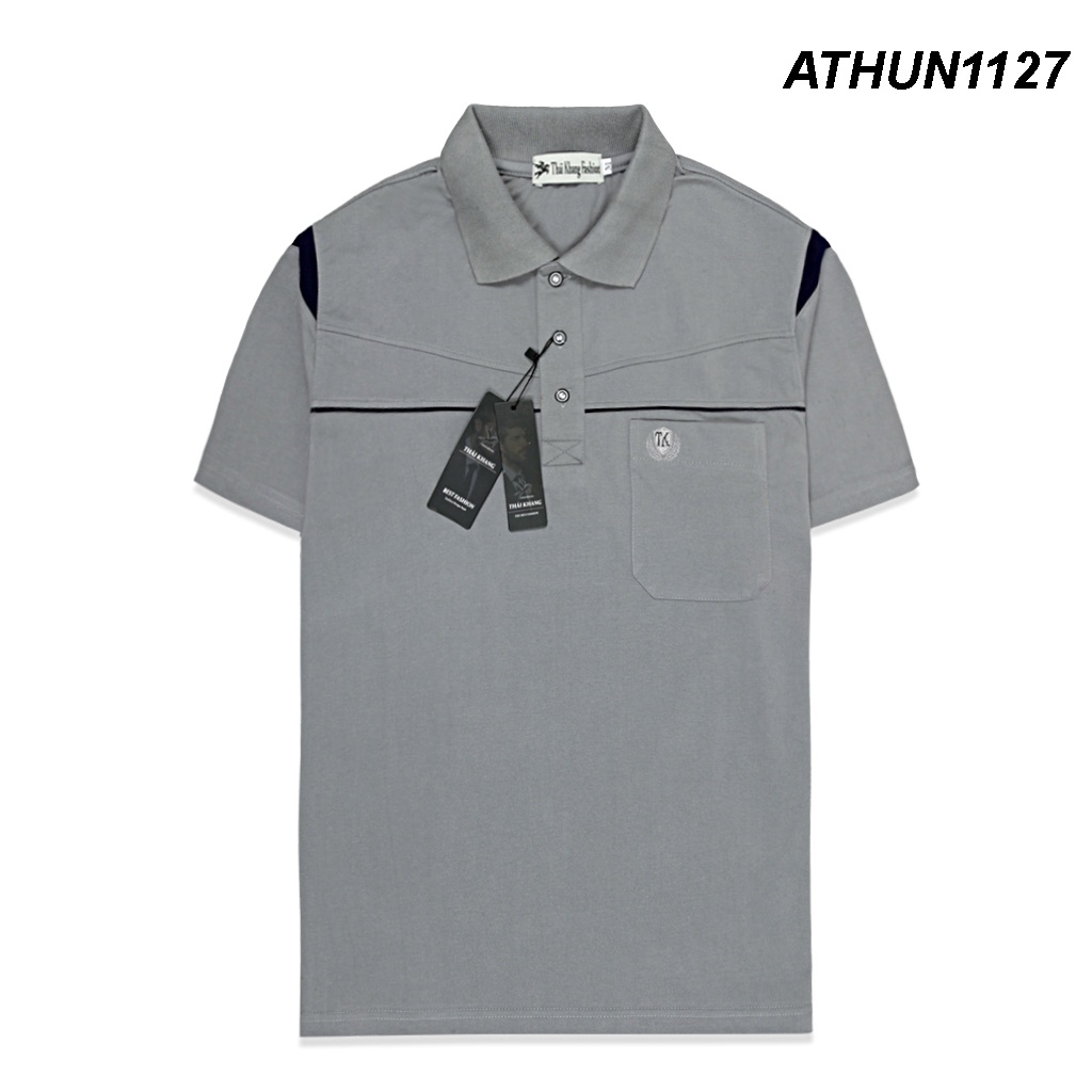 Áo thu nam trung niên chất vải cotton mềm mát có cổ có túi loại áo thun cho người lớn tuổi