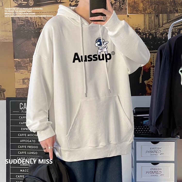 Áo hoodie dáng rộng in chữ phong cách Hàn Quốc thời trang cho nam và nữ size M-5XL