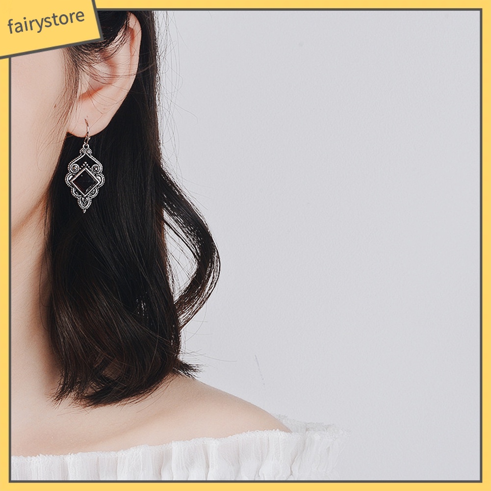 Bông Tai Đính Đá Ruby Nhân Tạo Phong Cách Cổ Điển