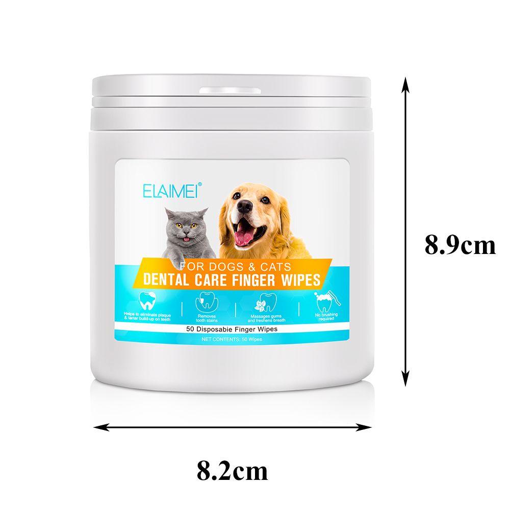 Hộp 50 Miếng Vải Không Dệt Đeo Ngón Tay Vệ Sinh Răng Cho Thú Cưng