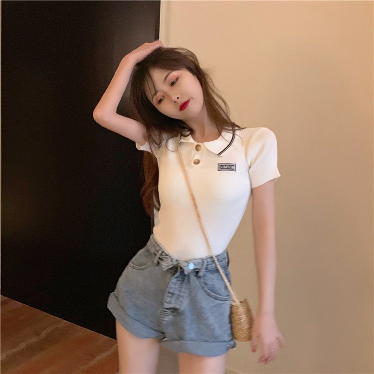 Áo thun ZHELIHANGFEI polo tay ngắn phong cách hong kong thời trang mùa hè hàng mới dành cho bạn nữ