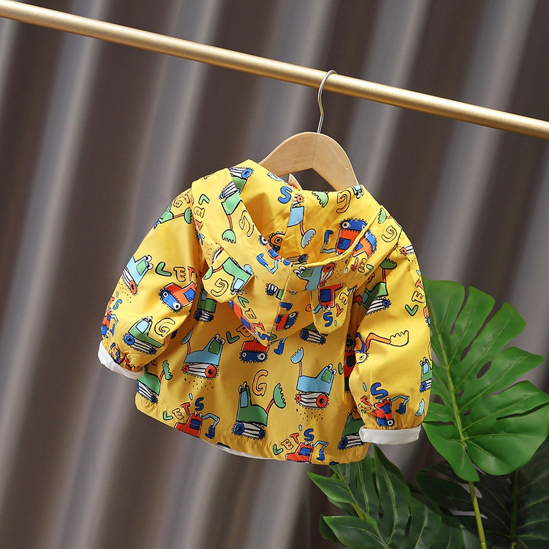 Áo Khoác Có Mũ Khóa Kéo Phong Cách Phương Tây Thời Trang Xuân Thu Cho Bé