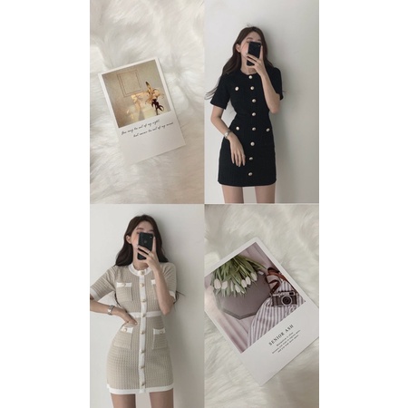 Đầm body ôm tay ngắn len gân