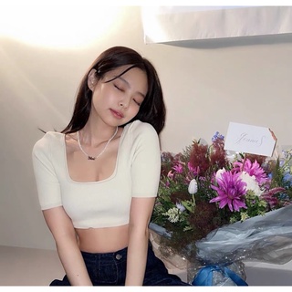 [SẴN S] Áo Croptop JACQUEMUS màu trắng kem giống Jennie BLACKPINK