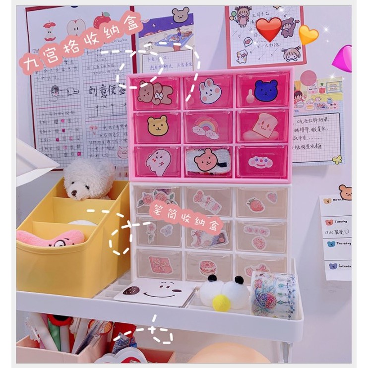 Tủ mini dễ thương tiện lợi nhiều ngăn kéo [Nhà Của Méo Store]