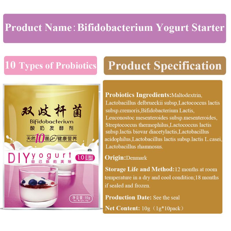 Set 10 Túi Sữa Chua 1g-1L 1g * 10 Làm Món Tráng Miệng Tại Nhà