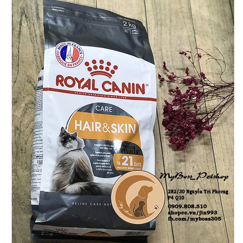 (chính hãng) ROYAL CANIN Hair &amp; skin 400g-2kg - thức ăn tiêu búi lông và dưỡng da cho mèo