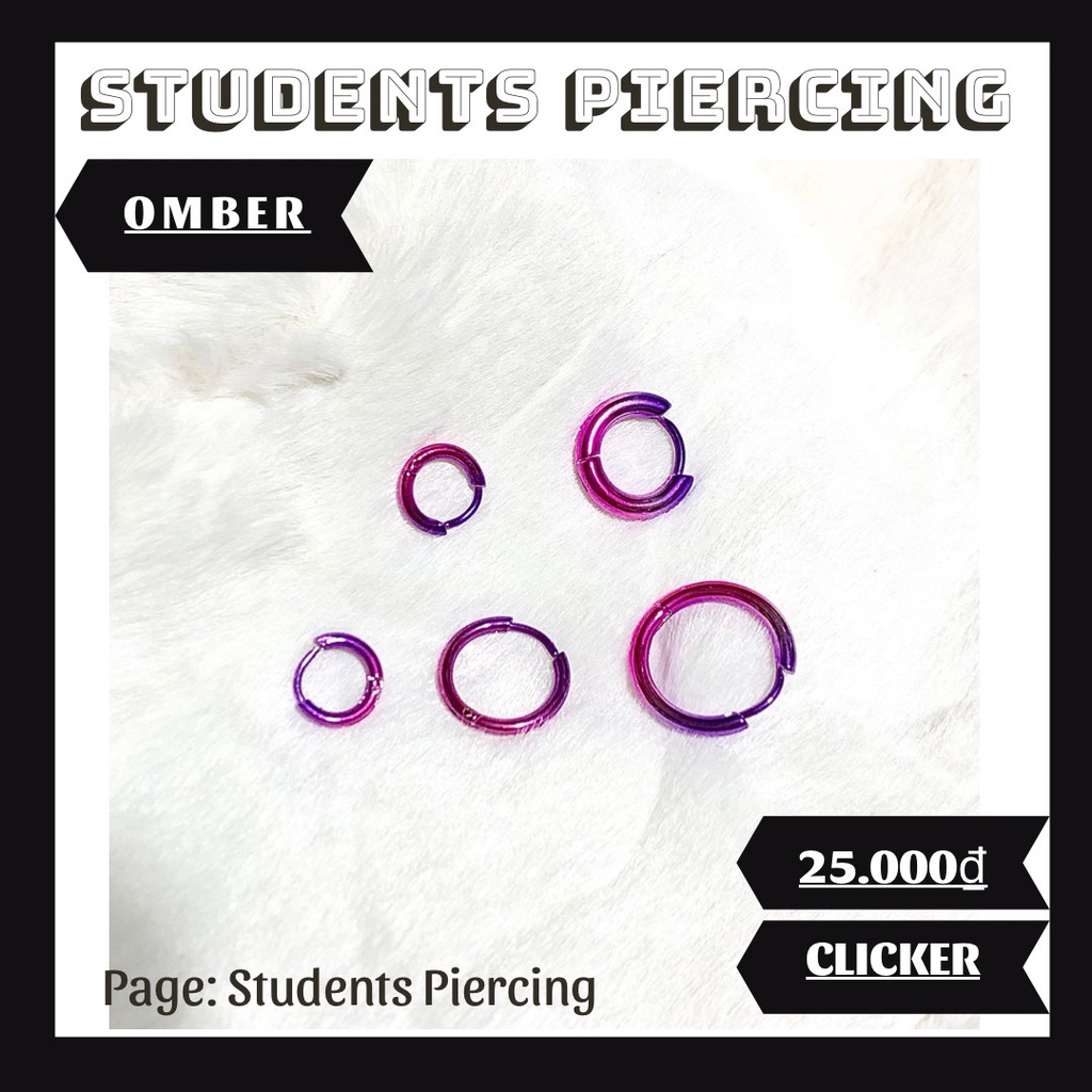 [Rẻ Vô Địch] Khuyên Tai Vòng Omber Màu Hồng Tím - Khuyên Tai Vòng Màu Cá Tính