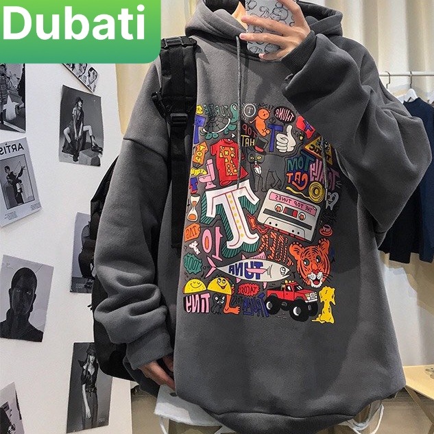 ÁO KHOÁC HOODIE FROM RỘNG NAM NỮ HAJUKU, ÁO NỈ CHẤT DÀY VẢI MỊN - DUBATI FASHION