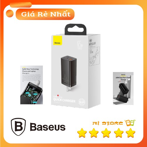 Củ sạc nhanh Baseues Gan 2 Lite 65W 2 Cổng ( C-A, C-C)