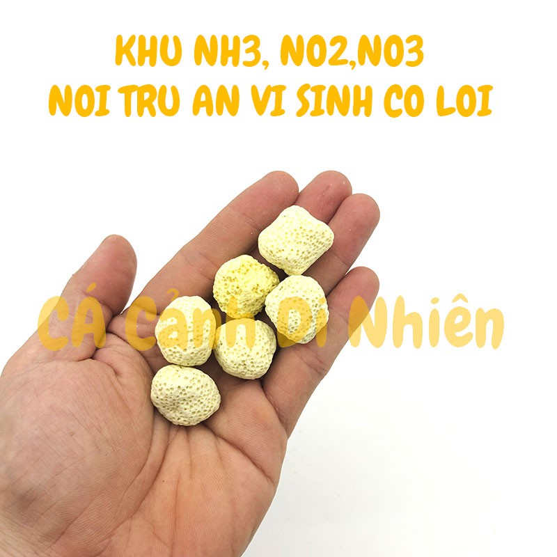 Sứ lọc hình viên bi tròn vàng 200 Gram - vật liệu lọc nước cho hồ cá