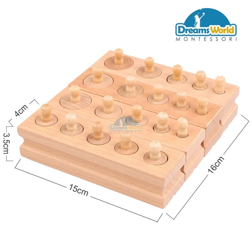 Bộ Trụ Có Núm Mini 5 bước - Cylinder Blocks Beechwood (Small) Giáo Cụ Montessori