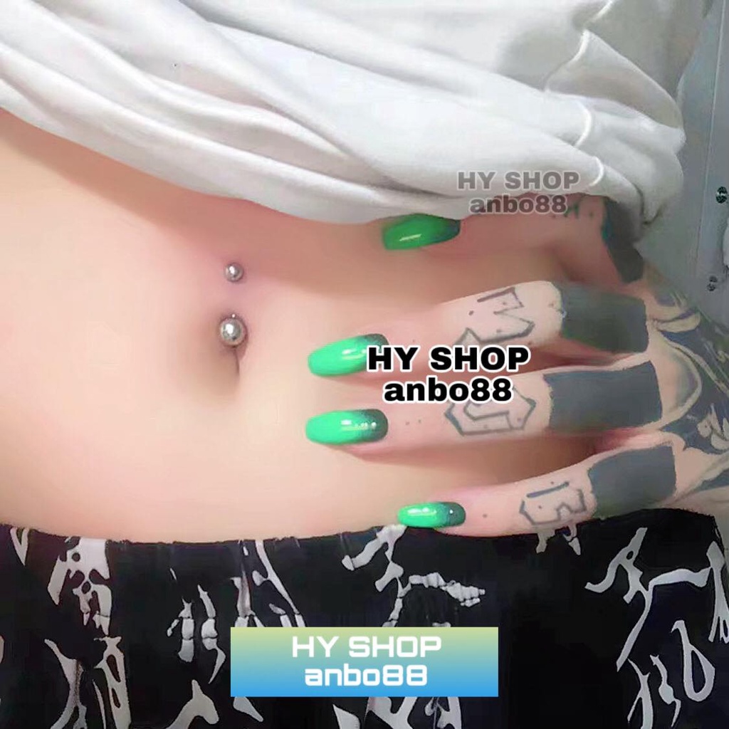 Khuyên rốn 2 đầu bi tròn không gỉ siêu bền