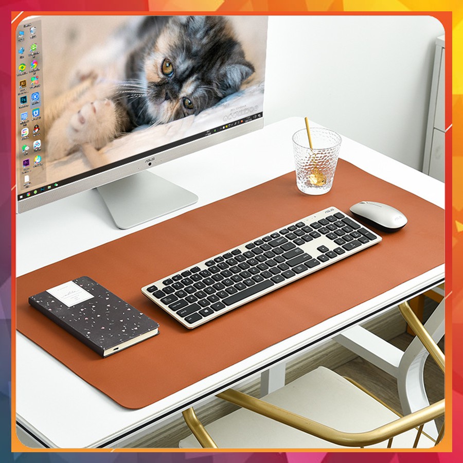 Thảm Da Trải Bàn Làm Việc Deskpad (size 40x80cm) màu Nâu - 2.0mm
