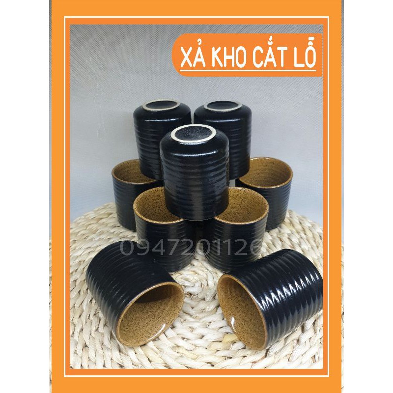 Combo 10 cốc ly sứ dáng trụ 120ml - Phong cách vintage - Gốm sứ Bát tràng