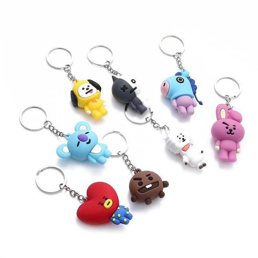 ROSE Stylish Key Ring Cartoon K-Pop Keychain Portable 3D Silicon Korean Multi-function Bangtan Boys