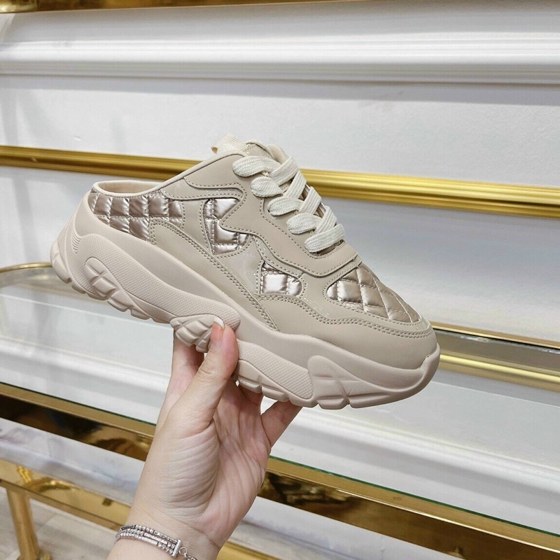 Giày sục thể thao cao cấp trần chỉ màu nâu nhạt fullbox | BigBuy360 - bigbuy360.vn