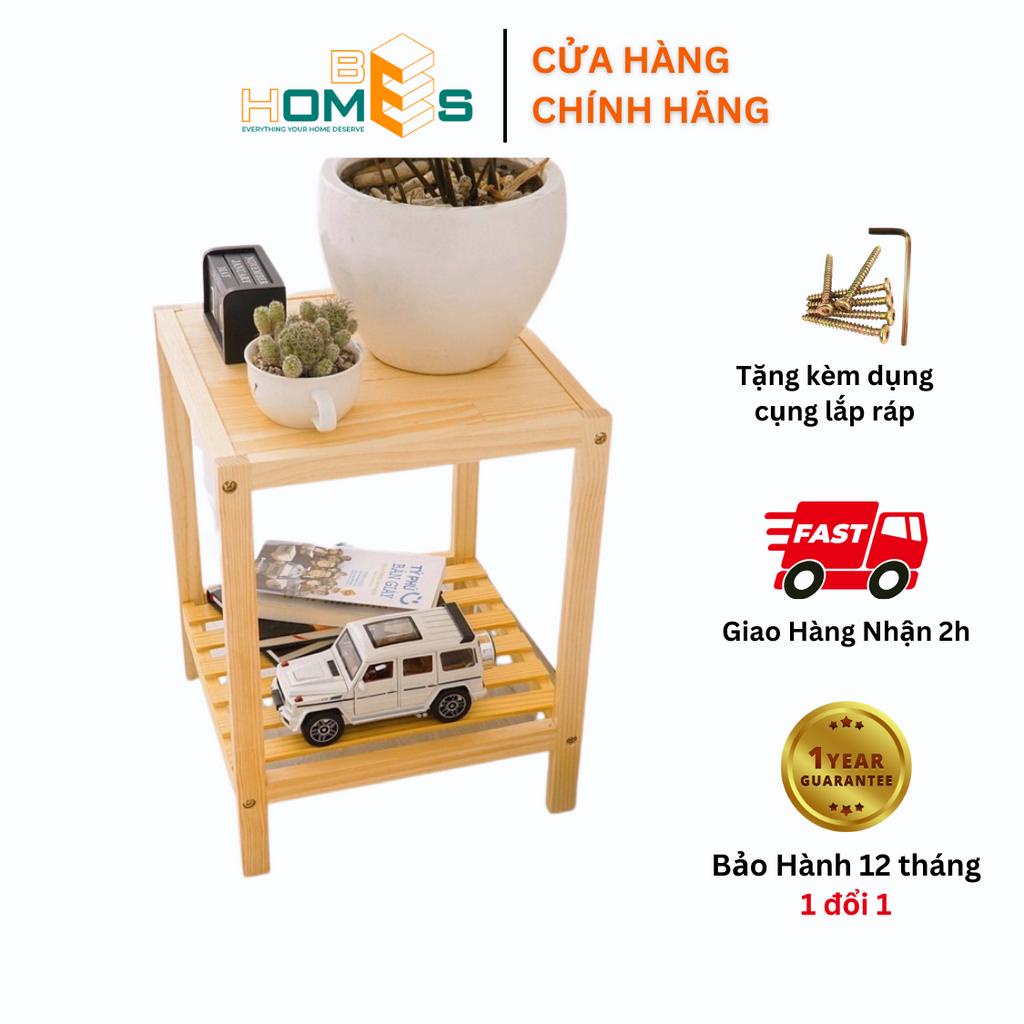 Kệ tab gỗ đầu giường mặt ván 2 tầng Behomes