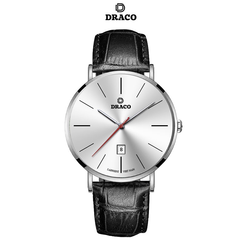 Đồng Hồ Nam DRACO D21-ST02 “Classic Boy” TRẮNG DÂY DA ĐEN