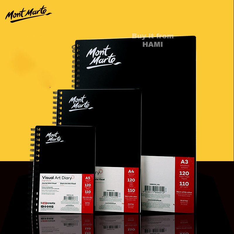Sổ Sketch Book Mont Marte Bìa Cứng Gáy Lò Xo A3/ A4/ A5/ A6 - 120 Trang, 110gsm