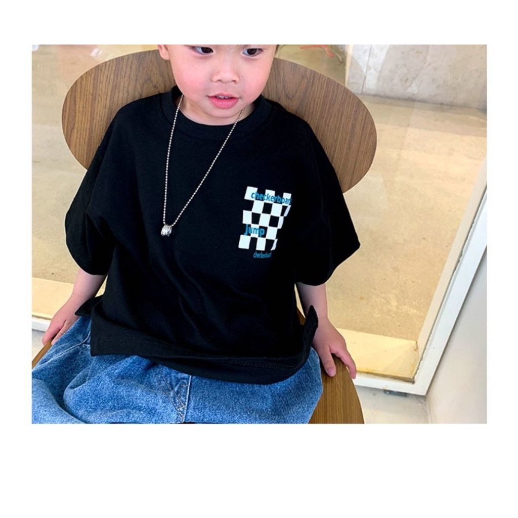[Babycat] Hàng Có Sẵn Áo Thun Tay Ngắn Phong Cách Hàn Nhật Thời Trang Mùa Hè In Họa Tiết Bàn Cờ Màu Vàng Phong Cách Hàn Quốc Hàng Mới Dành Cho Bé Trai 2022