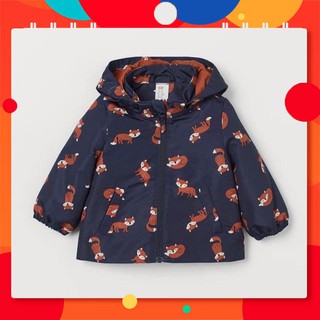 Áo khoác gió có mũ, họa tiết chú cáo cho bé trai, size 12/18 - 5/6 tuổi