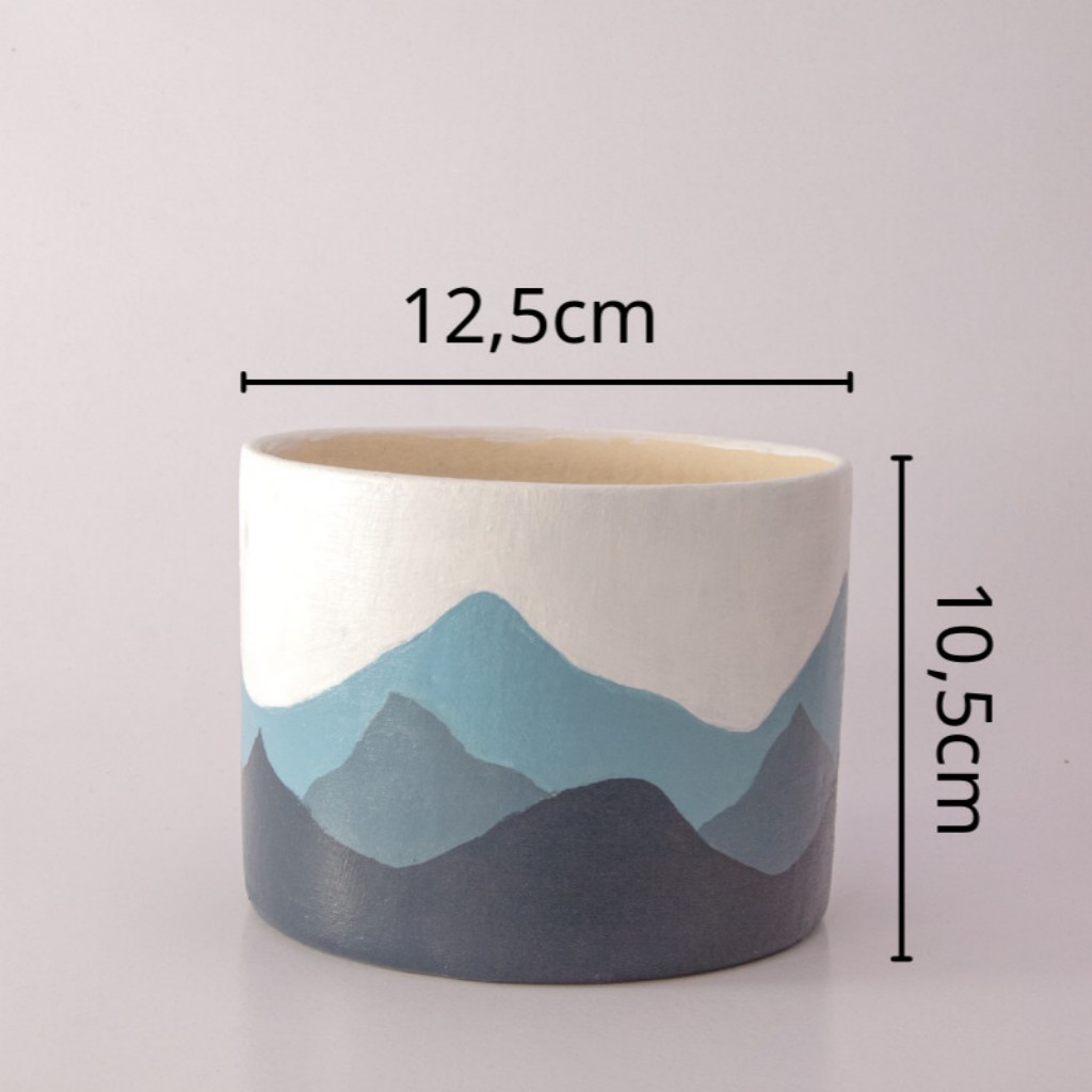 Chậu Đất Nung 🔷 Họa Tiết Dãy Núi Himalaya🔷 Chậu Vẽ Màu ACRYLIC An Toàn - Dùng Trồng Cây Mini , Trang Trí Nhà Cửa