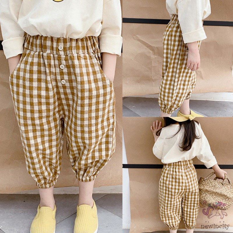 Quần dài họa tiết caro phong cách Hàn Quốc cho bé gái