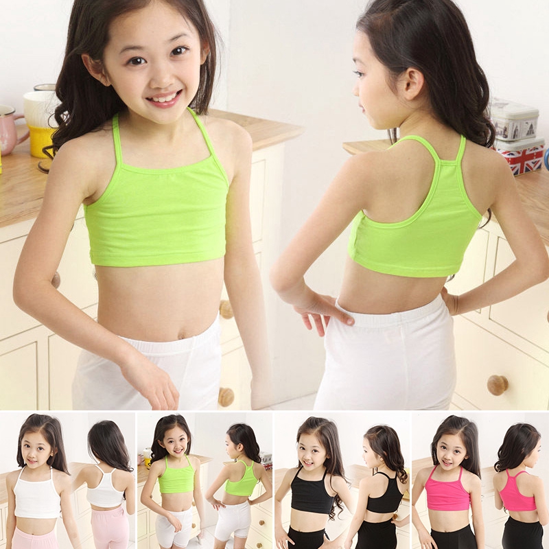 Áo lửng cổ yếm màu trơn thể thao cho bé gái