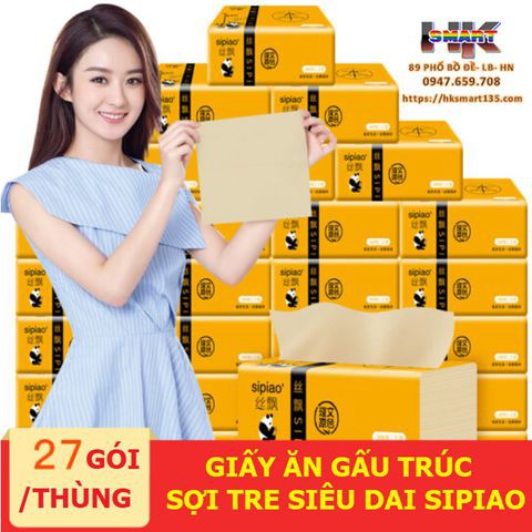 giấy ăn gấu trúc hãng Lampure hàng 300 tờ/1 gói - hàng loại 1,giấy 3 lớp siêu dai