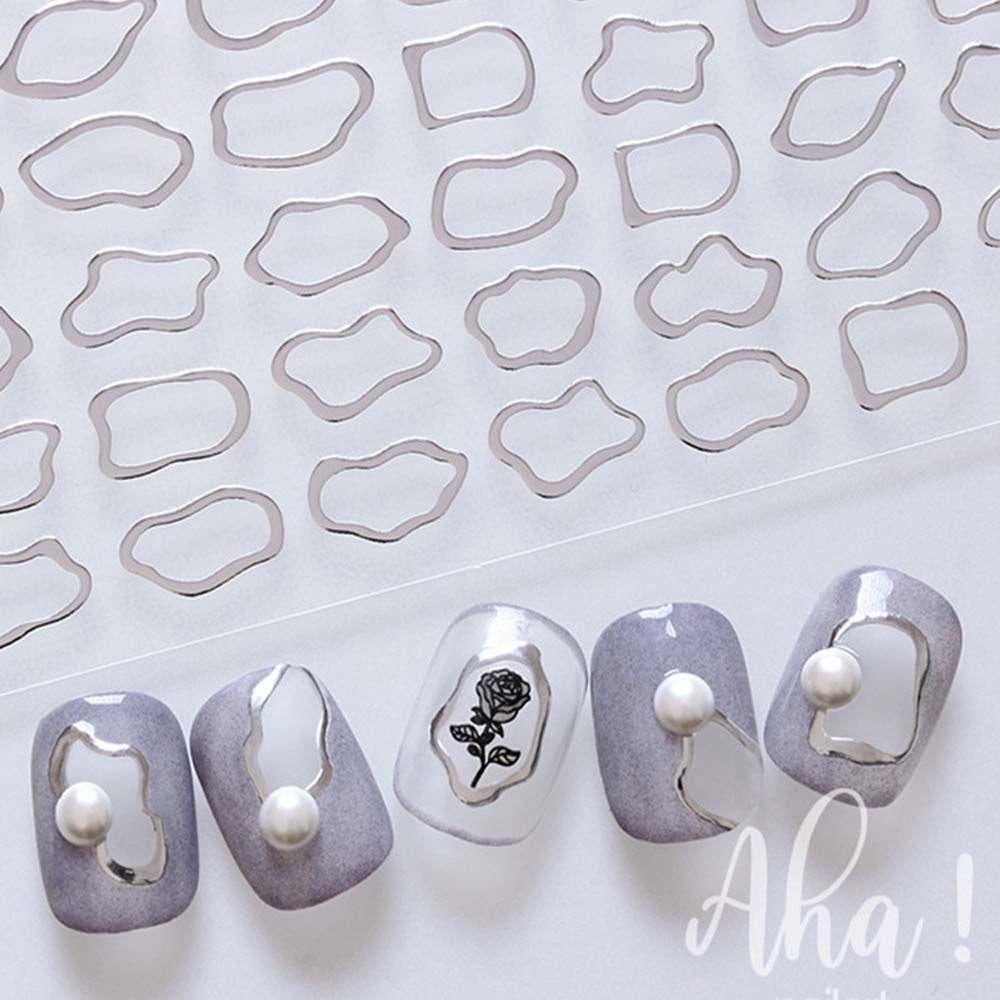 Miếng Dán Trang Trí Móng Tay 3D Hình Bản Đồ Đại Dương|Miếng Dán Trang Trí Móng Tay Tự Dính Màu Trắng Đen Đỏ Họa Tiết Trái Tim