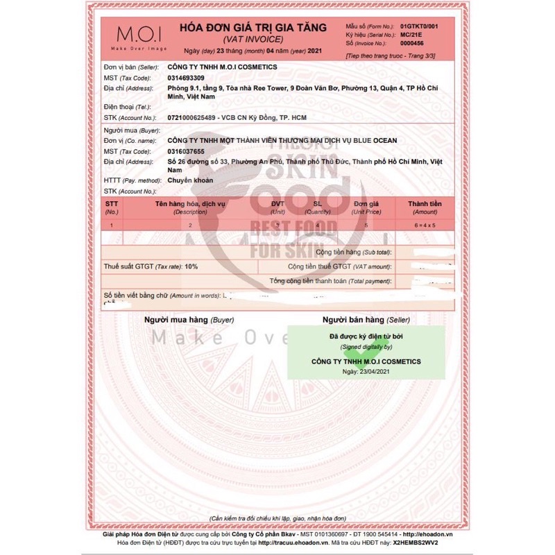 Sữa rửa mặt và Toner 5in1 DA hãng MOI hồ ngọc hà