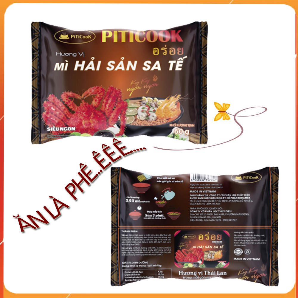 Mì tôm Thái vị Hải sản sa tế đậm vị, siêu ngon chính hãng Piticook công nghệ Thái Lan 60g