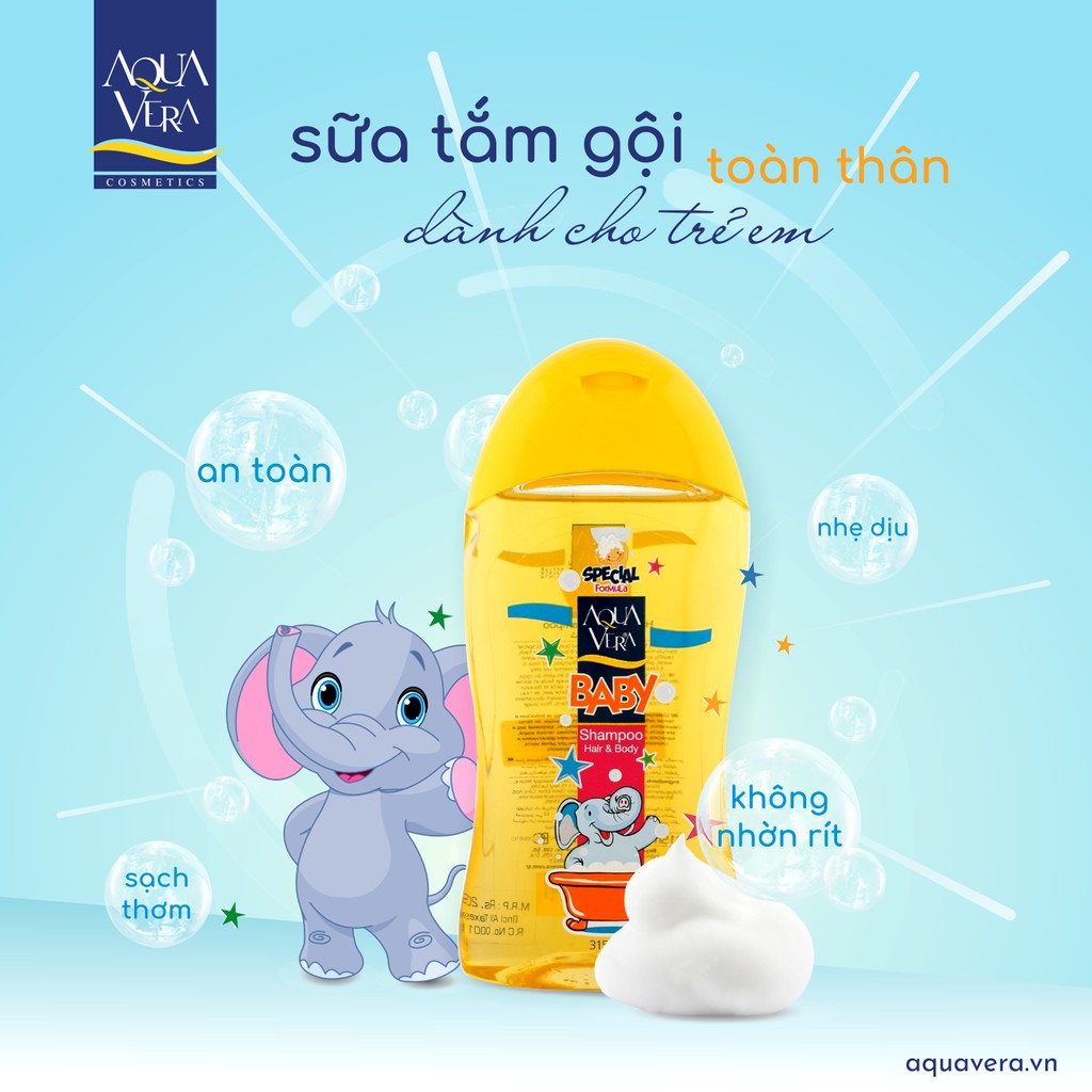 Gel tắm gội toàn thân AquaVera dành cho trẻ em chai 315ml