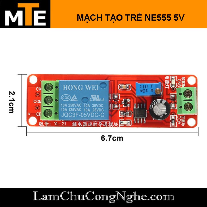  Mạch tạo thời gian trễ đóng relay NE555 5V - 12V